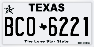 TX license plate BCO6221