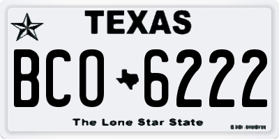 TX license plate BCO6222