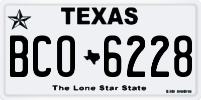 TX license plate BCO6228