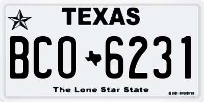 TX license plate BCO6231
