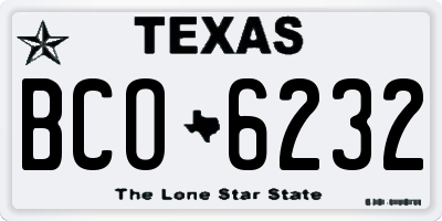 TX license plate BCO6232