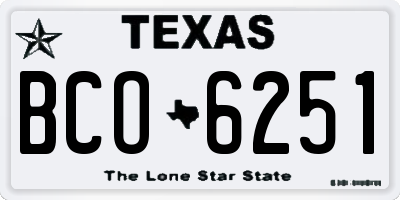 TX license plate BCO6251