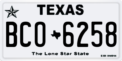 TX license plate BCO6258