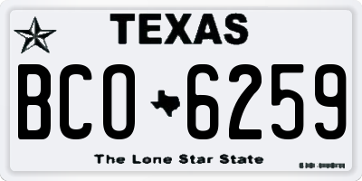 TX license plate BCO6259