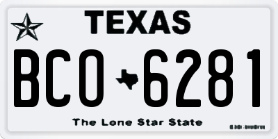 TX license plate BCO6281