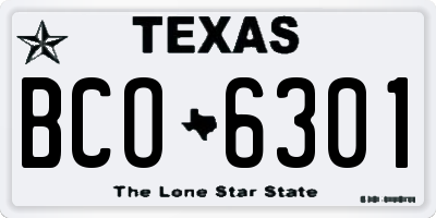 TX license plate BCO6301