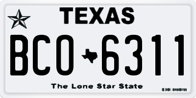 TX license plate BCO6311