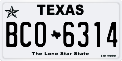 TX license plate BCO6314