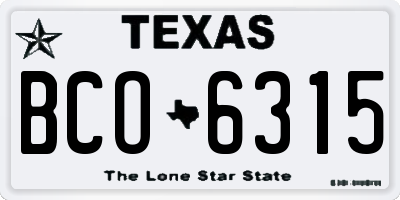 TX license plate BCO6315