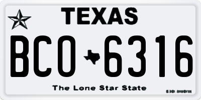TX license plate BCO6316