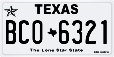 TX license plate BCO6321