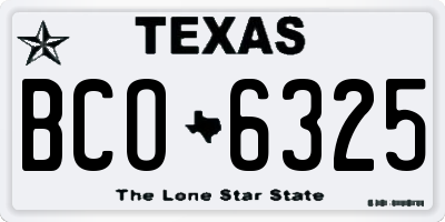 TX license plate BCO6325