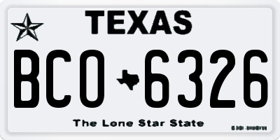 TX license plate BCO6326