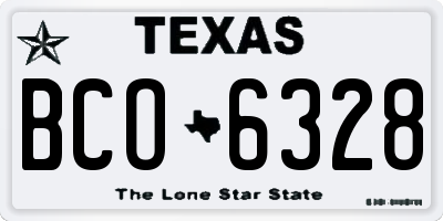 TX license plate BCO6328