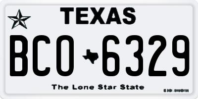 TX license plate BCO6329