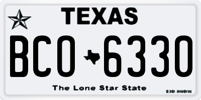 TX license plate BCO6330