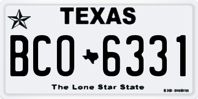 TX license plate BCO6331