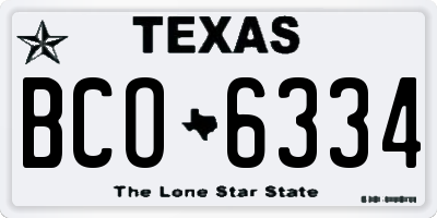 TX license plate BCO6334