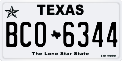 TX license plate BCO6344