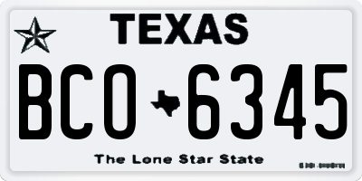 TX license plate BCO6345