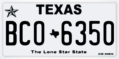 TX license plate BCO6350