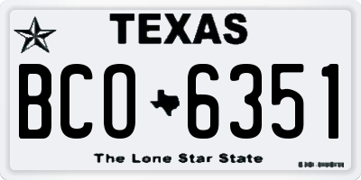 TX license plate BCO6351