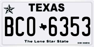 TX license plate BCO6353