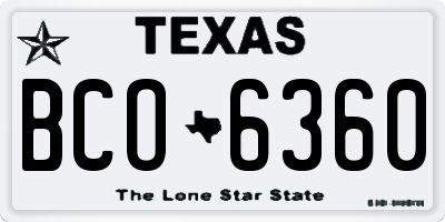 TX license plate BCO6360