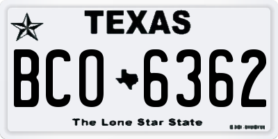 TX license plate BCO6362