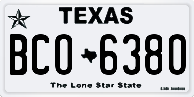 TX license plate BCO6380
