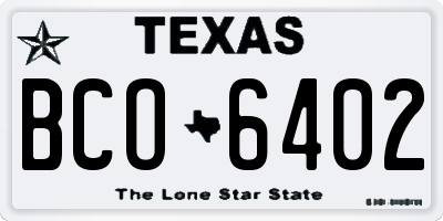 TX license plate BCO6402