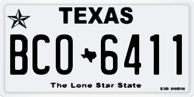TX license plate BCO6411