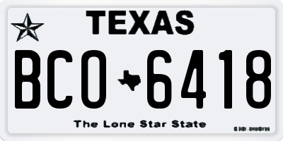 TX license plate BCO6418