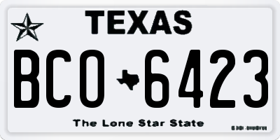 TX license plate BCO6423