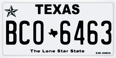 TX license plate BCO6463