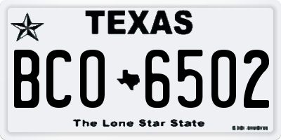 TX license plate BCO6502