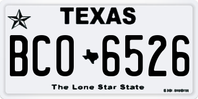 TX license plate BCO6526