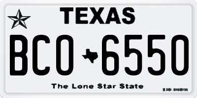 TX license plate BCO6550
