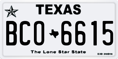 TX license plate BCO6615