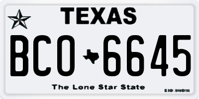 TX license plate BCO6645