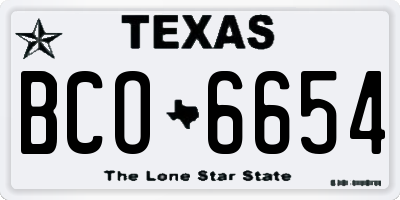 TX license plate BCO6654