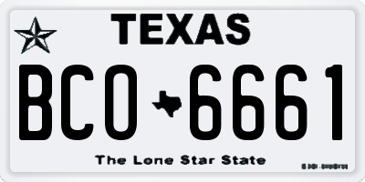 TX license plate BCO6661