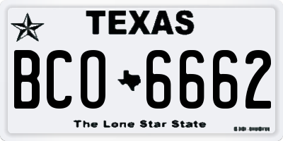 TX license plate BCO6662