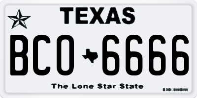 TX license plate BCO6666