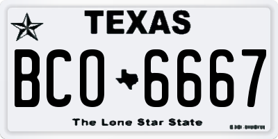 TX license plate BCO6667