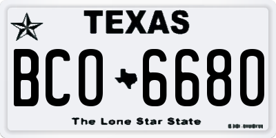 TX license plate BCO6680
