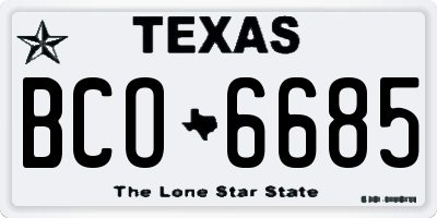 TX license plate BCO6685