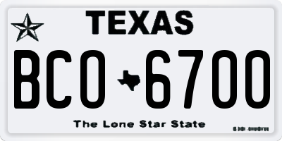 TX license plate BCO6700