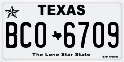 TX license plate BCO6709