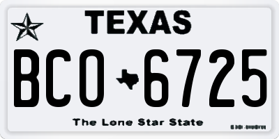 TX license plate BCO6725